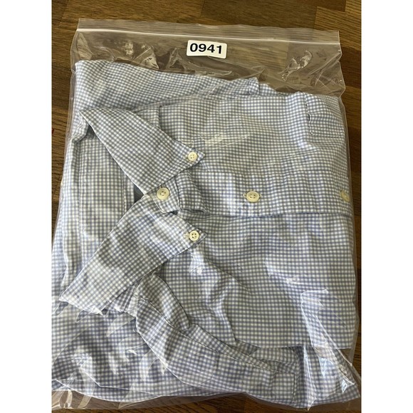 Lauren Ralph Lauren Classic Fit Men's Sz 15 1/2 M White/Blue Square Check Shirt - Picture 9 of 9